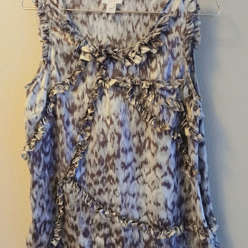 J. Crew Blue and Brown Patterned Tank Top